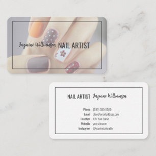 Carte De Visite Moderne Elegant Simple Photo Nail Technicien