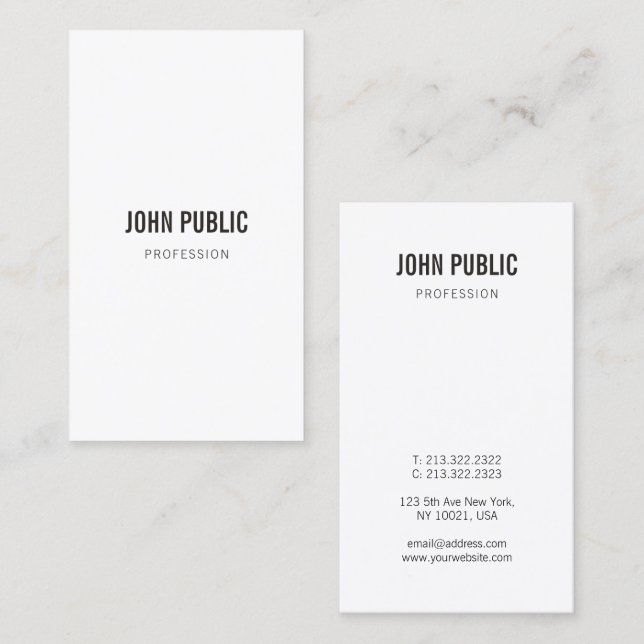 Carte De Visite Moderne Élégant Simple Vertical Professional (Devant / Derrière)
