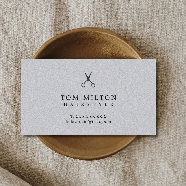 Carte De Visite Moderne Elegant Texture Grey Coiffeur (Créateur téléchargé)