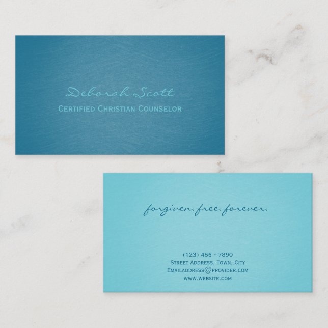 Carte De Visite Moderne Elégant Turquoise Turquoise Conseiller chr (Devant / Derrière)