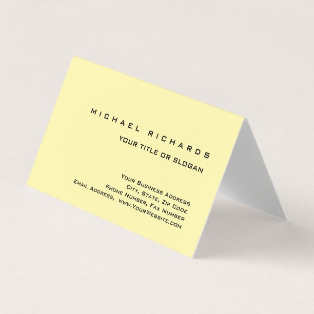 Carte De Visite Moderne Elégant Unique Plaine Jaune Bleu (Devant)