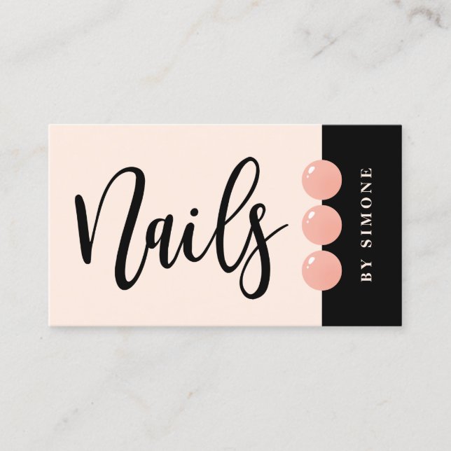 Carte De Visite Moderne élégant vernis à ongles gouttes rose pâle  (Devant)