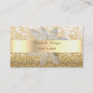Carte De Visite Moderne Élégante Glitterie, Bokeh, Blancs