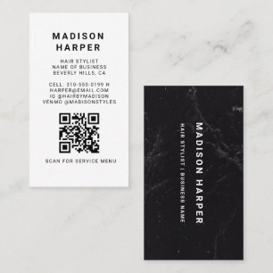 Carte de visite moderne en marbre noir et blanc av
