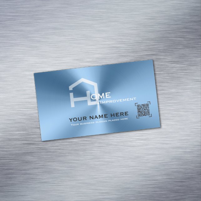Carte de visite moderne en métal bleu chic (In Situ)