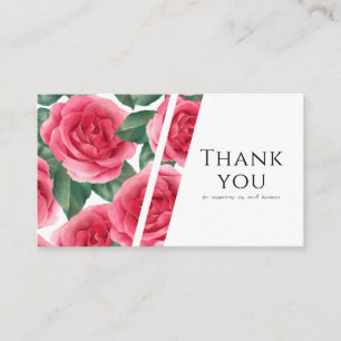 Carte De Visite Moderne et élégant Floral Rose Merci Business