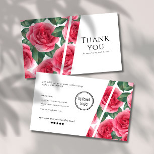 Carte De Visite Moderne et élégant Floral Rose Merci Business