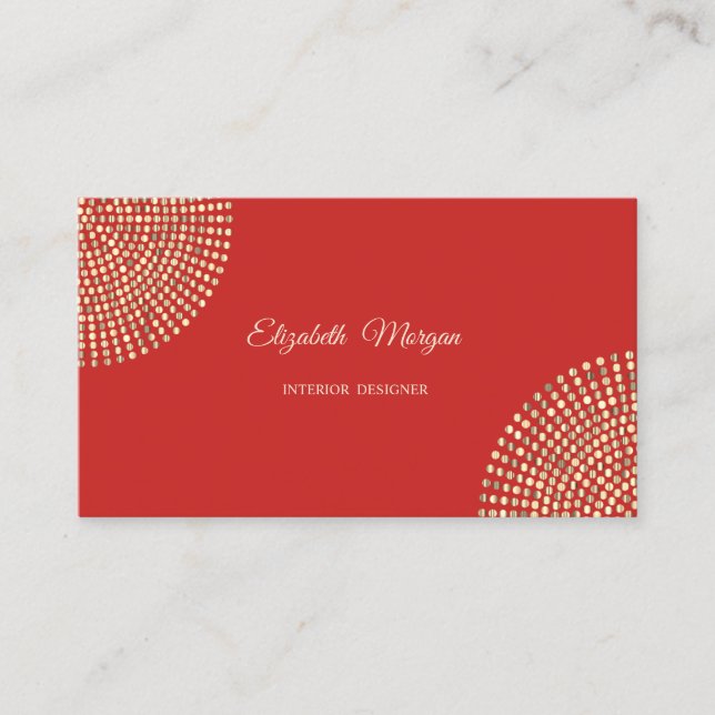 Carte De Visite Moderne et élégant professionnel, Rouge, Dots Or (Devant)