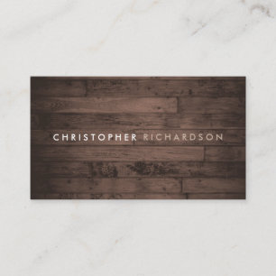 Carte De Visite MODERNE ET MINIMAL sur le BOIS BROWN RUSTIQUE