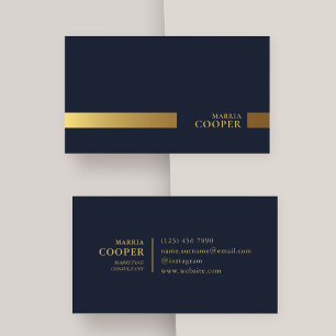 Carte De Visite Moderne et minimaliste Gold Navy Blue Professional
