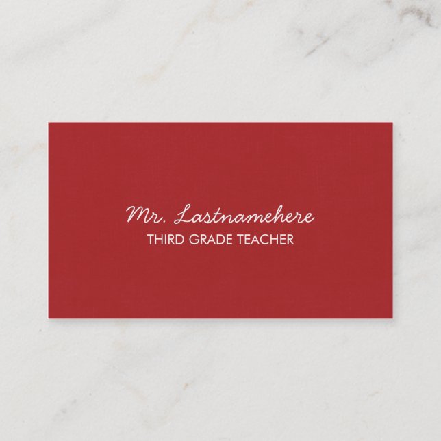 Carte de visite moderne et simple de professeur (Devant)