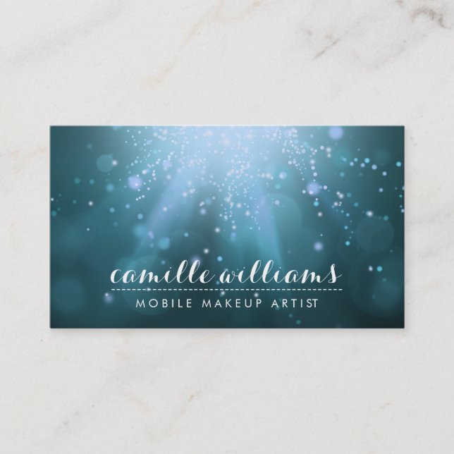 Carte De Visite MODERNE ETHEREAL BOKEH whimsmagie aqua bleu (Devant)