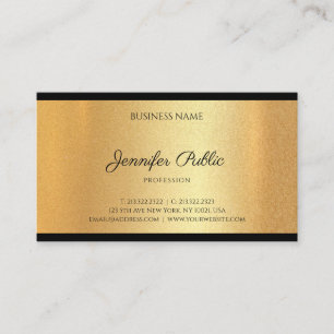 Carte De Visite Moderne Faux Gold Script à main Texte Calligraphie