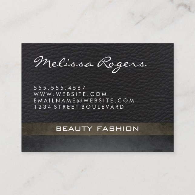 Carte De Visite Moderne Faux Leather II avec texture chic (Devant)