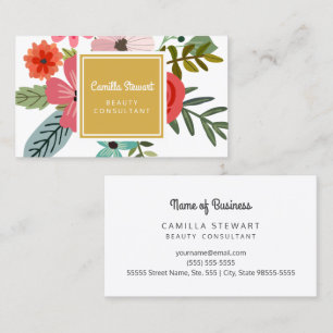 Carte De Visite Moderne Floral Beauty Consultant Fleurs Roses Roug