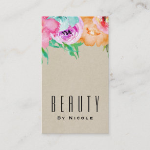 Carte De Visite Moderne Floral Marron Clair Kraft Glam Chic Campag