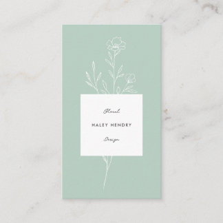 Carte De Visite Moderne Floriste minimaliste Floral Vert