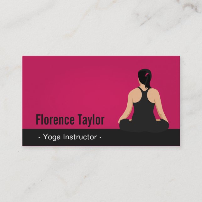 Carte De Visite Moderne, frappant, instructeur rose de yoga (Devant)