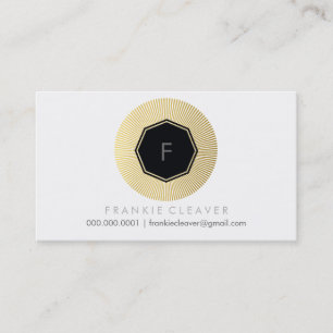 Carte De Visite MODERNE GEO OCTAGON monogramme bold spot or feuill