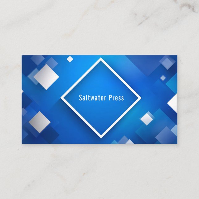 Carte De Visite Moderne géométrique Entreprise Bleu & Argent (Devant)