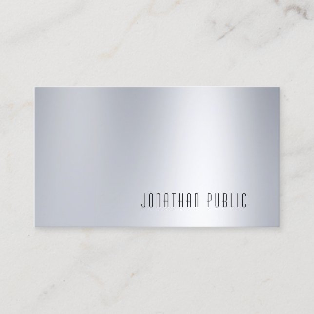 Carte De Visite Moderne Glamor Silver Look Professionnel Minimalis (Devant)