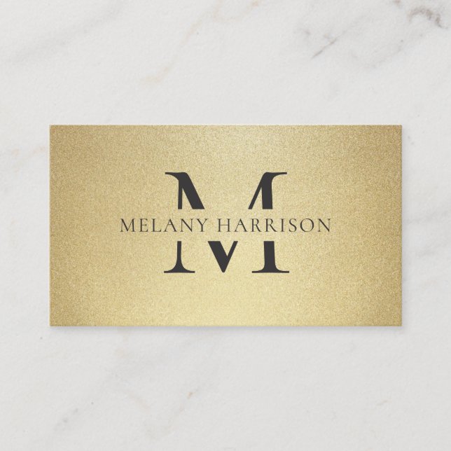 Carte de visite moderne Gold & Black élégant (Devant)