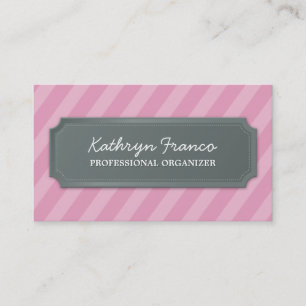 CARTE DE VISITE moderne gras rayé rose pâle gris