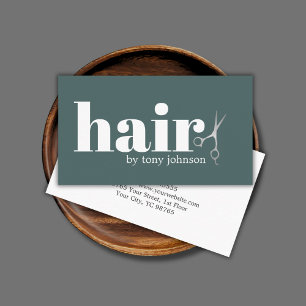 Carte De Visite Moderne Gras Vert Faux Ciseaux Argent Coiffeur