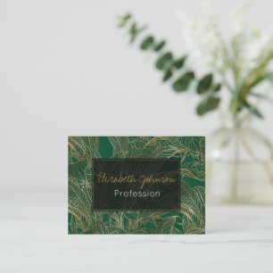 Carte De Visite Moderne Green Gold Foliage Plante Design botanique