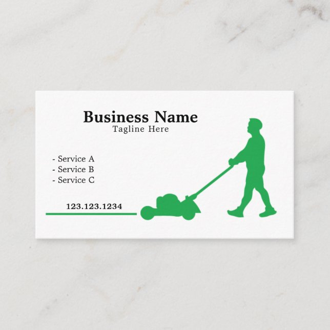 Carte De Visite Moderne Green Landscaper Silhouette Soins de pelou (Devant)
