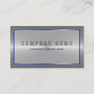 Carte De Visite Moderne gris argenté Acier inoxydable Accent bleu