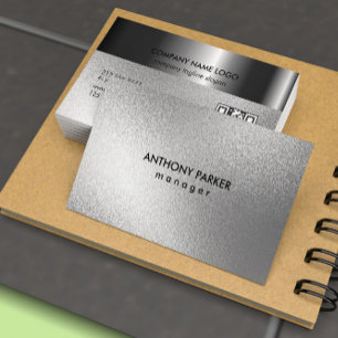 Carte De Visite Moderne Gris Foncé et Métallisé Noir