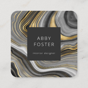 Carte de visite moderne Gris Gold Marble Designer