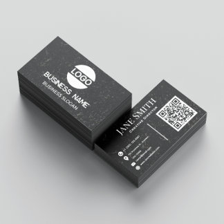 Carte De Visite Moderne Grunge Personnalisé | Logo & Code QR perso