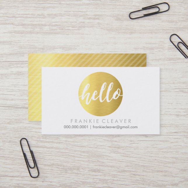 Carte De Visite MODERNE HELLO SCRIPT dessiné à la main en tache d' (Devant/Arrière en situation)