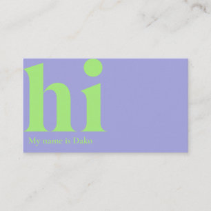 Carte de visite moderne "hi" en périwinkle et chau