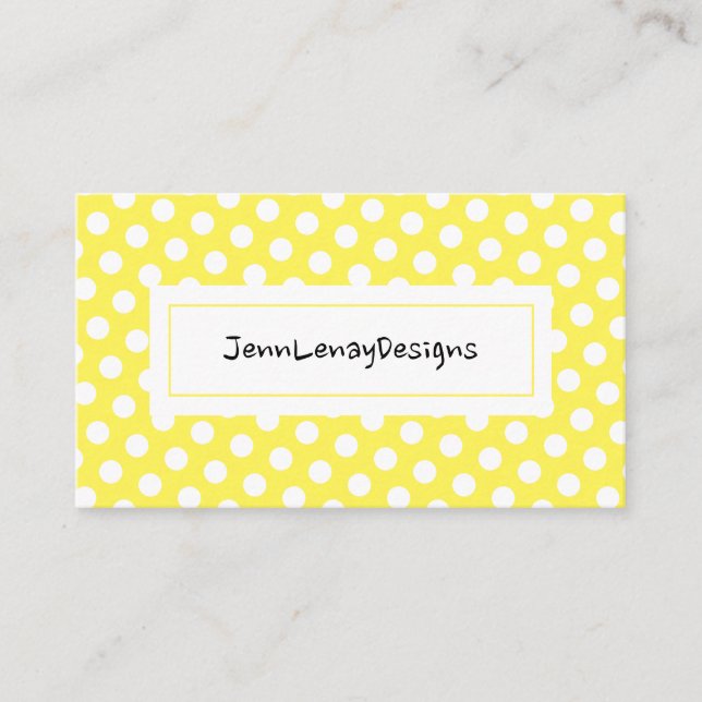 Carte De Visite Moderne jaune blanc Pois Motif chic (Devant)