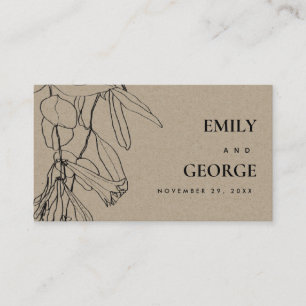 CARTE DE VISITE MODERNE KRAFT LINE DESSIN FLORAL MARIAGE WEBSITE