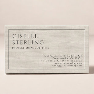Carte De Visite Moderne Lin Minimaliste de Luxe Beige