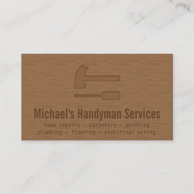 Carte De Visite Moderne, lisse, en bois, services de bricoleur (Devant)