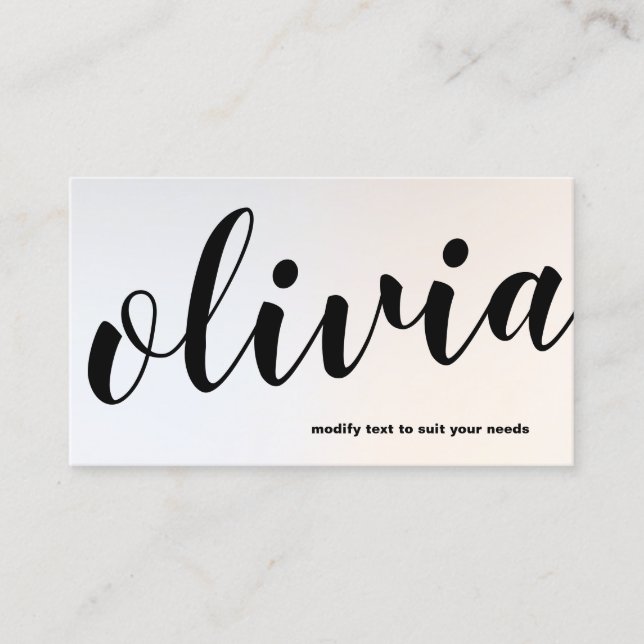 Carte De Visite Moderne Lumineuse Argent Gras Script Calligraphie  (Devant)