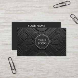 Carte De Visite Moderne luxe mat noir personnalisé logo médias soc