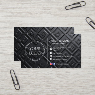 Carte De Visite Moderne luxe mat noir personnalisé logo médias soc