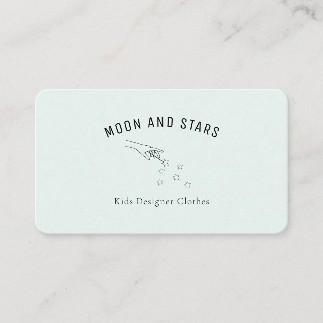 Carte De Visite Moderne, mains avec baguette magique et étoiles, (Devant)