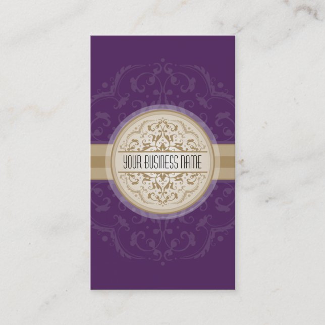 CARTE DE VISITE moderne mandala oriental violet or (Devant)