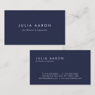 Carte De Visite Moderne Marine Professionnelle Plaine Bleu et Blan