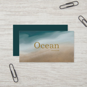 Carte De Visite Moderne minimal Bleu et Beige Abstrait