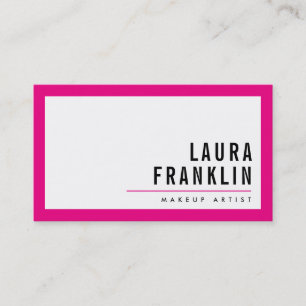 Carte De Visite MODERNE MINIMAL bold nom rose vif noir
