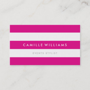 Carte De Visite MODERNE MINIMAL large bande motif rose chaud clair