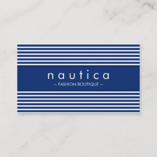 Carte De Visite MODERNE MINIMAL marine rayée bleu marine blanc